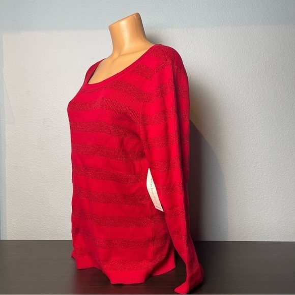 MERCER Streets Studio Shimmer Striped Knit Top (L12) - Picture 3 of 6